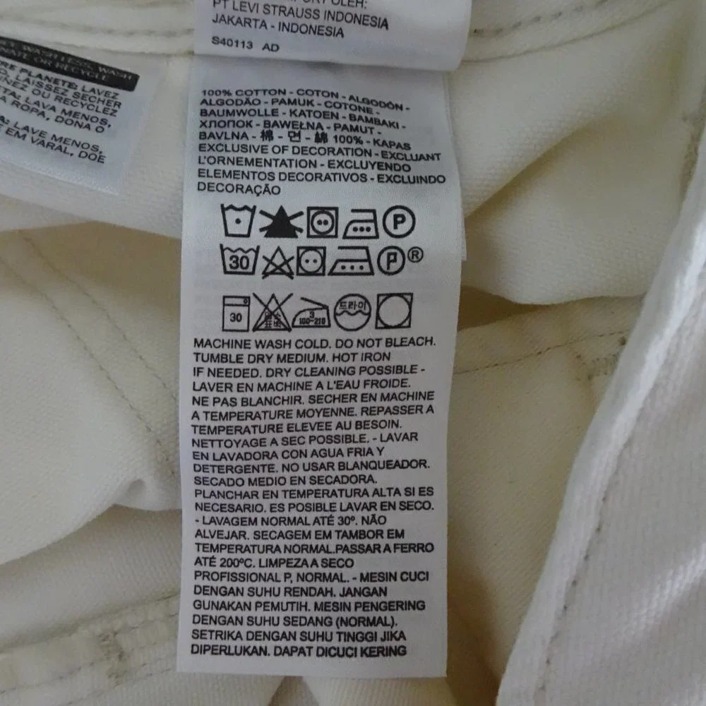Levi's Utility Pants Jeans Men's 42x32 Off White Ivory Denim Tapered Pockets